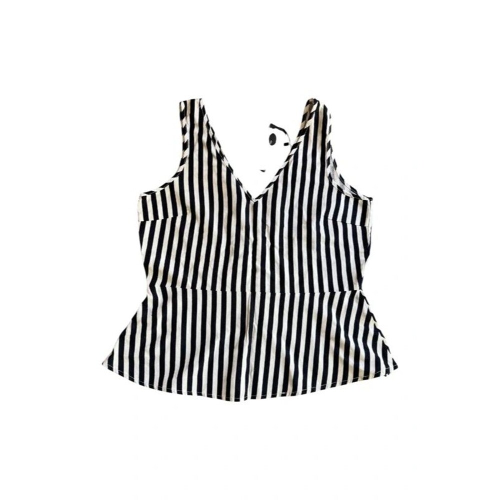 NWT Vero Moda Black White Striped Peplum Top M